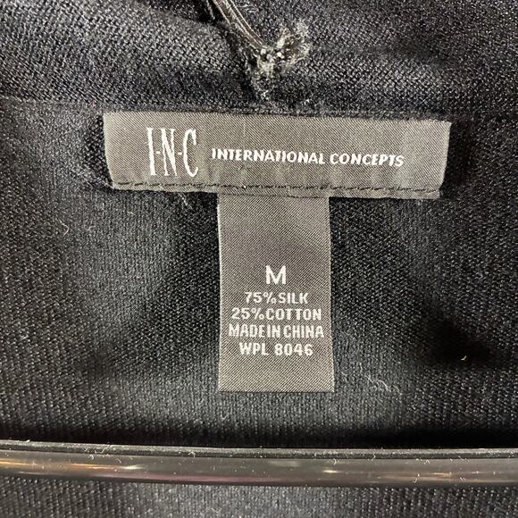 vtg women silk blend cardigan medium black neutral minimalist capsule basic - Picture 5 of 5